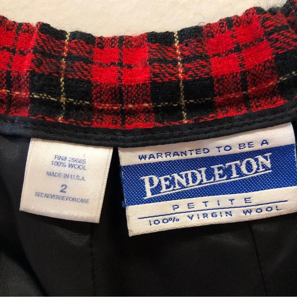 Pendleton Tartan Plaid Wool Pencil Skirt Lined Red Black (00 XXS Petite)